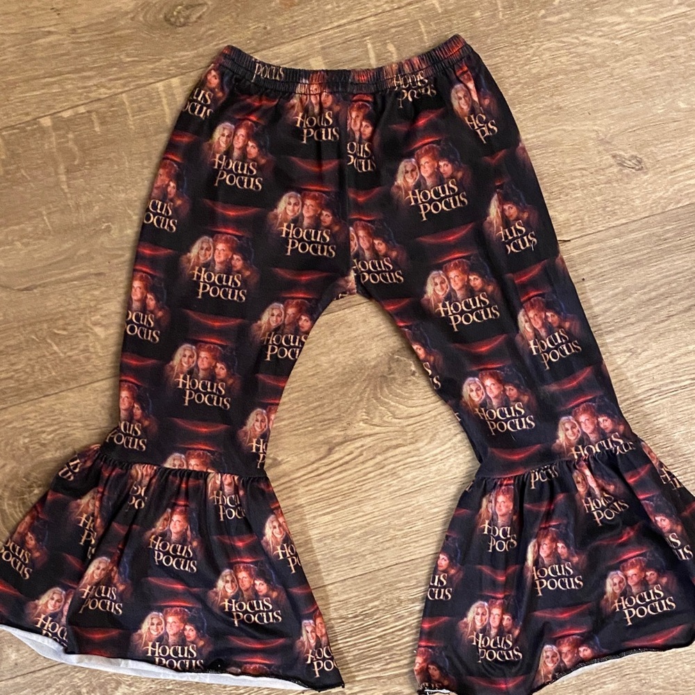 Exclusively Fancy Hocus Pocus Kids Bell Bottoms - Black and Orange